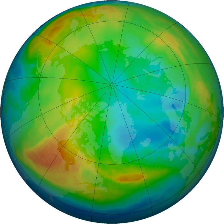 Arctic ozone map for 11 December 1989